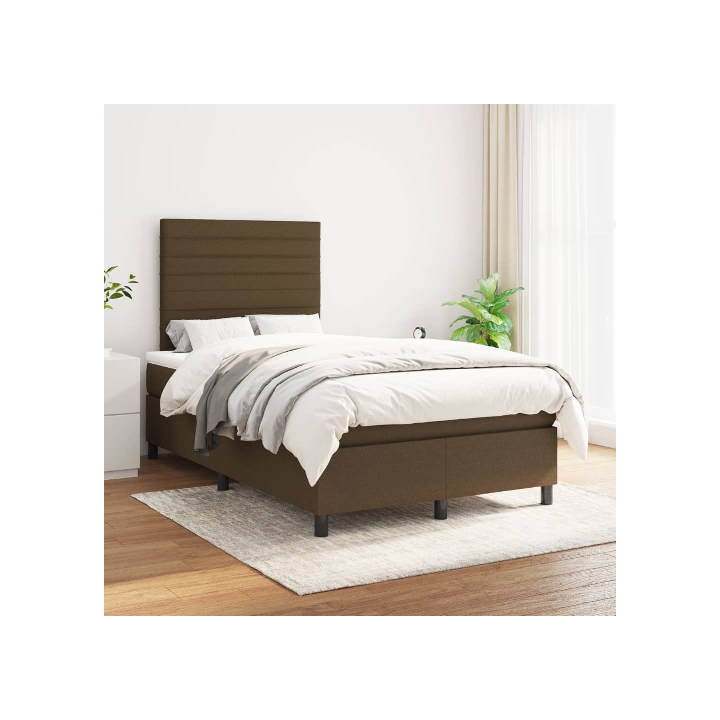 Sommier à lattes de lit avec matelas Marron foncé 120x200 cm