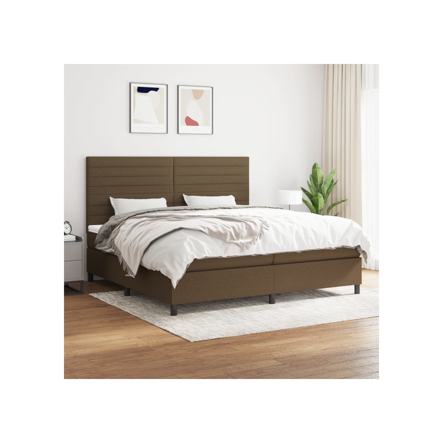 Sommier à lattes de lit avec matelas Marron foncé 200x200 cm