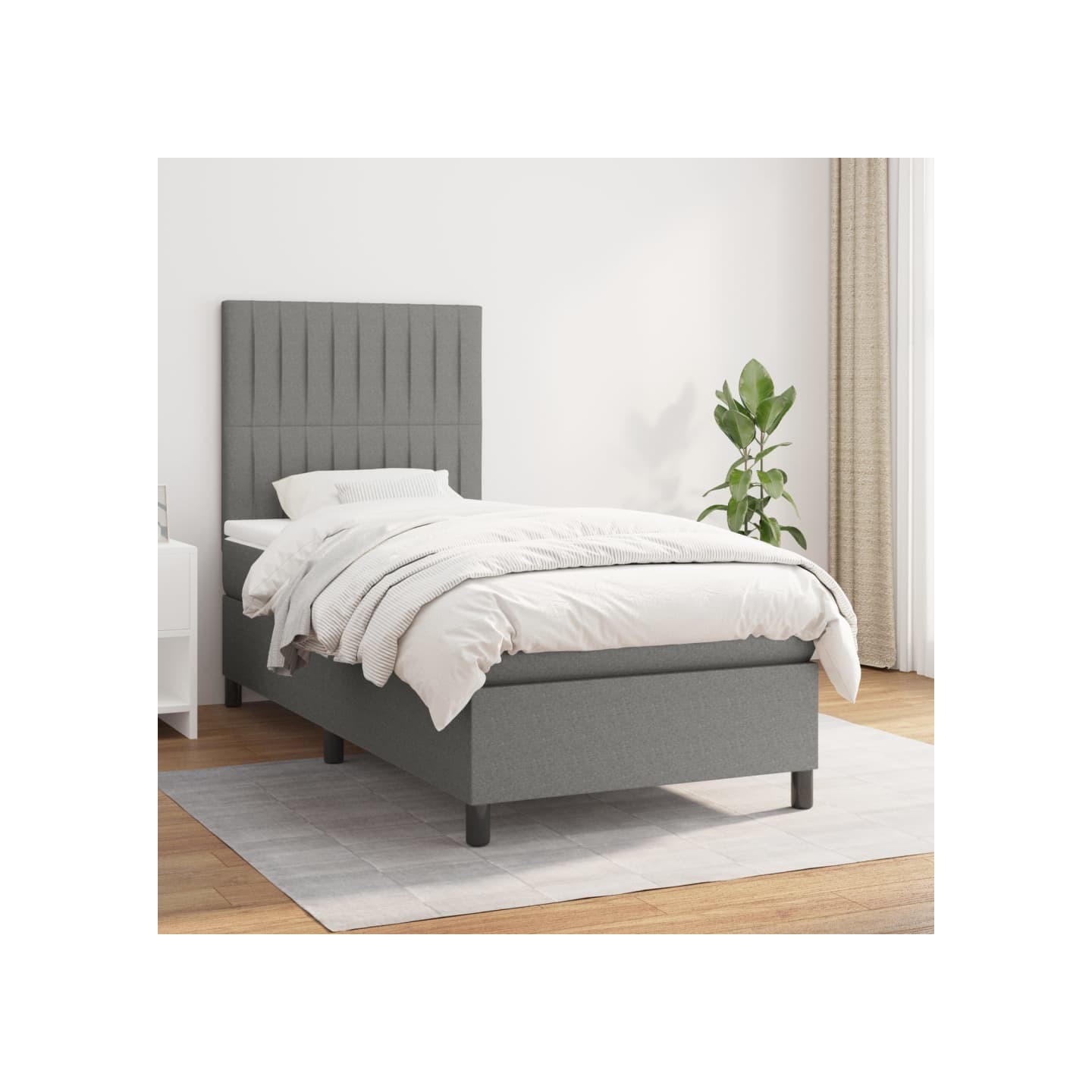 Sommier à lattes de lit avec matelas Gris foncé 80x200 cm Tissu