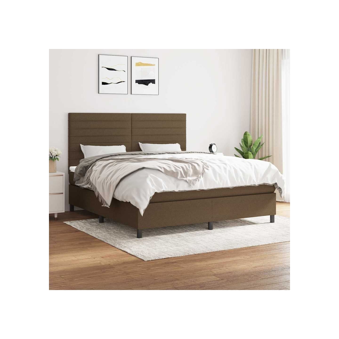 Sommier à lattes de lit avec matelas Marron foncé 180x200 cm