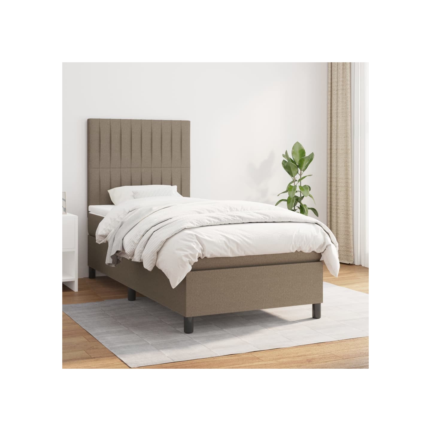 Sommier à lattes de lit avec matelas Taupe 80x200 cm Tissu