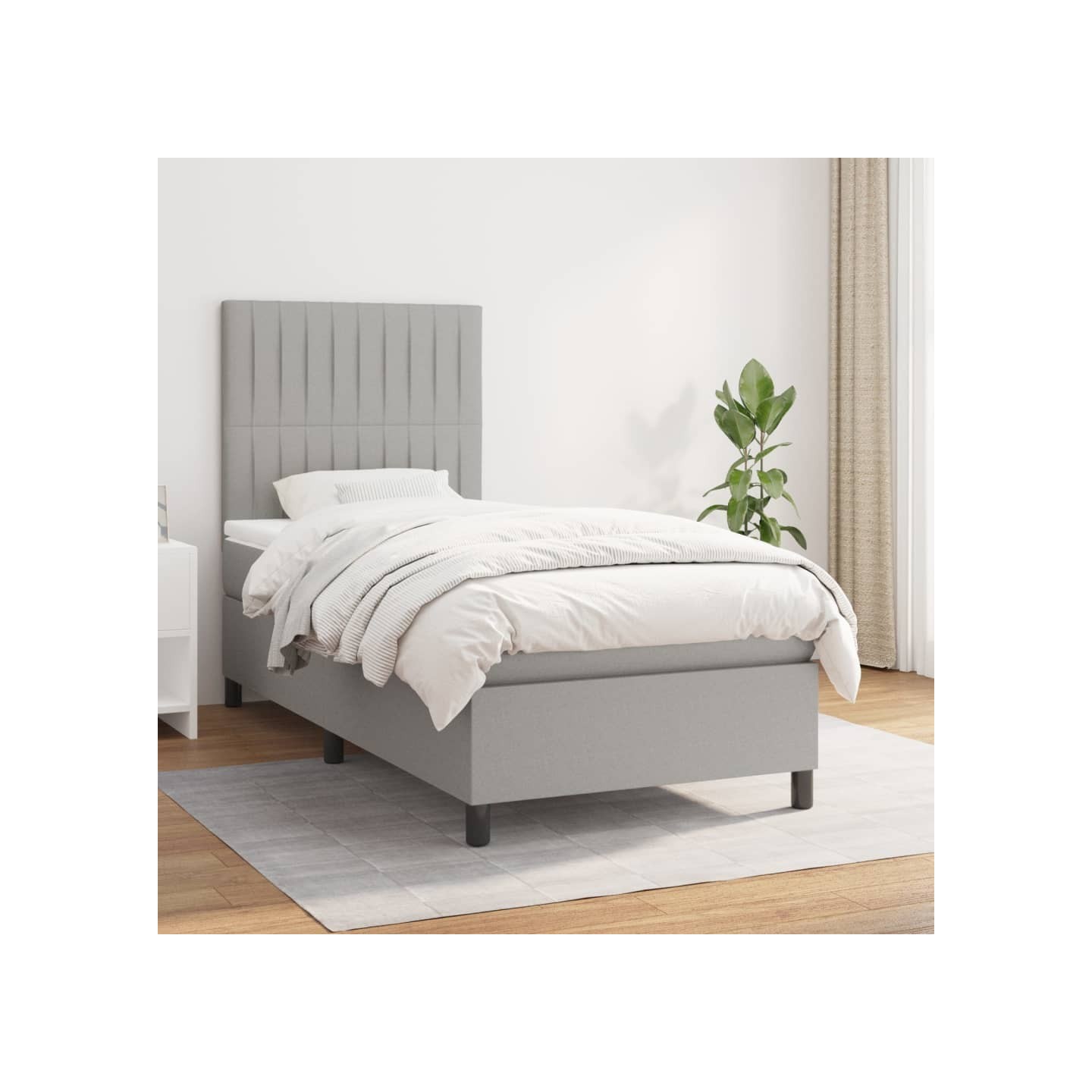 Sommier à lattes de lit avec matelas Gris clair 90x200 cm Tissu