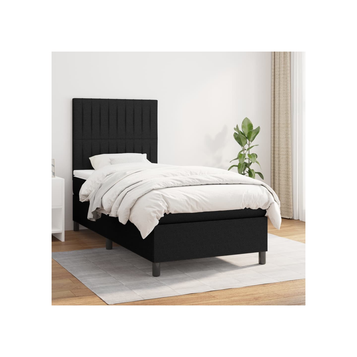 Sommier à lattes de lit avec matelas Noir 100x200 cm Tissu