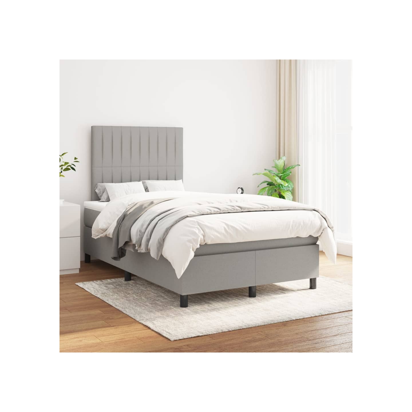 Sommier à lattes de lit avec matelas Gris clair 120x200cm Tissu