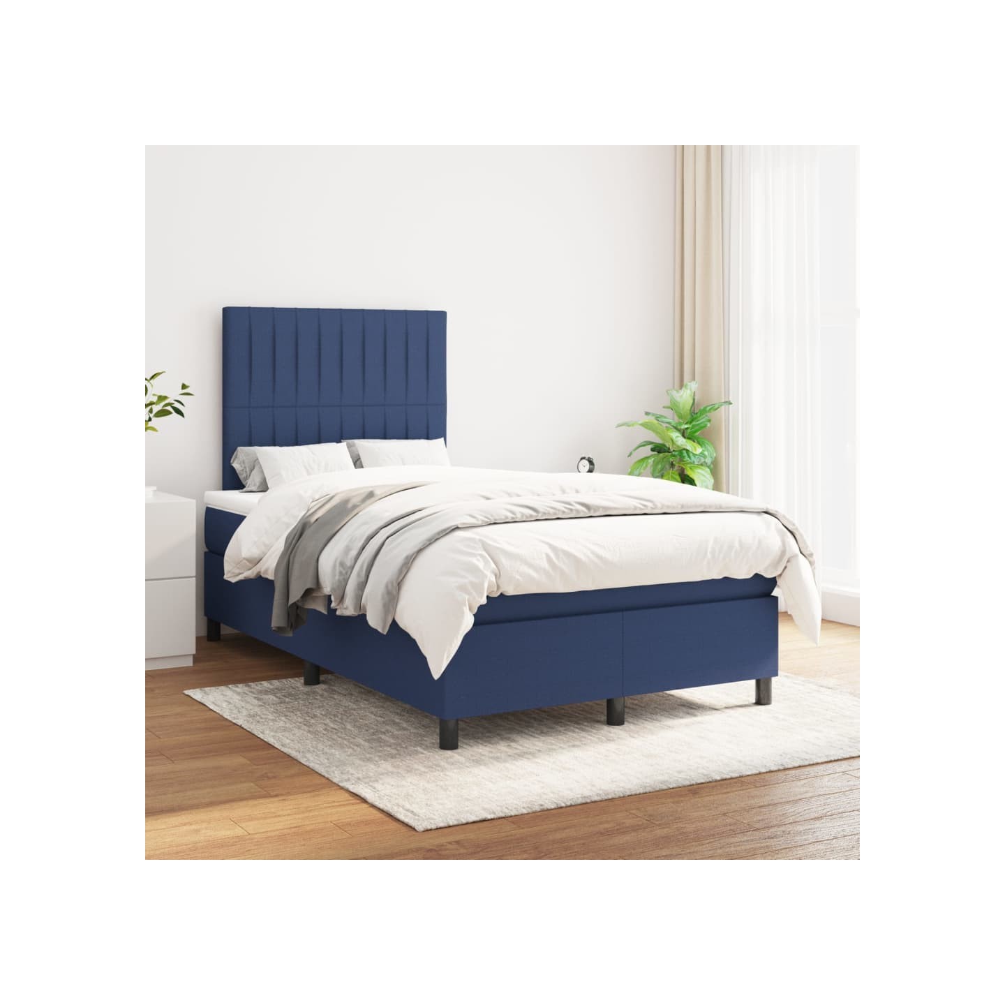 Sommier à lattes de lit avec matelas Bleu 120x200 cm Tissu