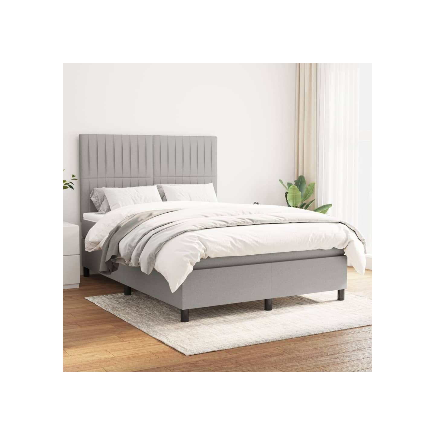 Sommier à lattes de lit avec matelas Gris clair 140x190cm Tissu