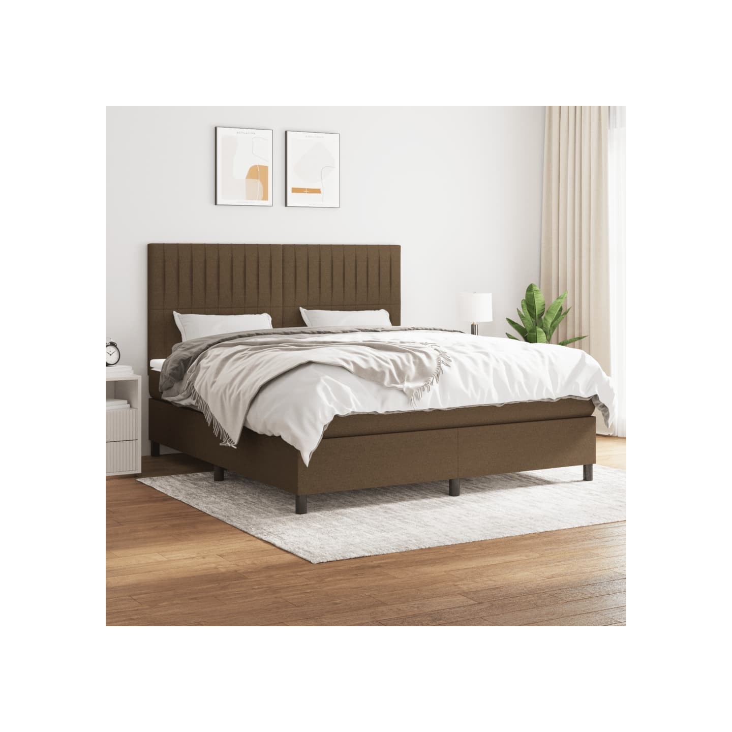 Sommier à lattes de lit avec matelas Marron foncé 160x200 cm