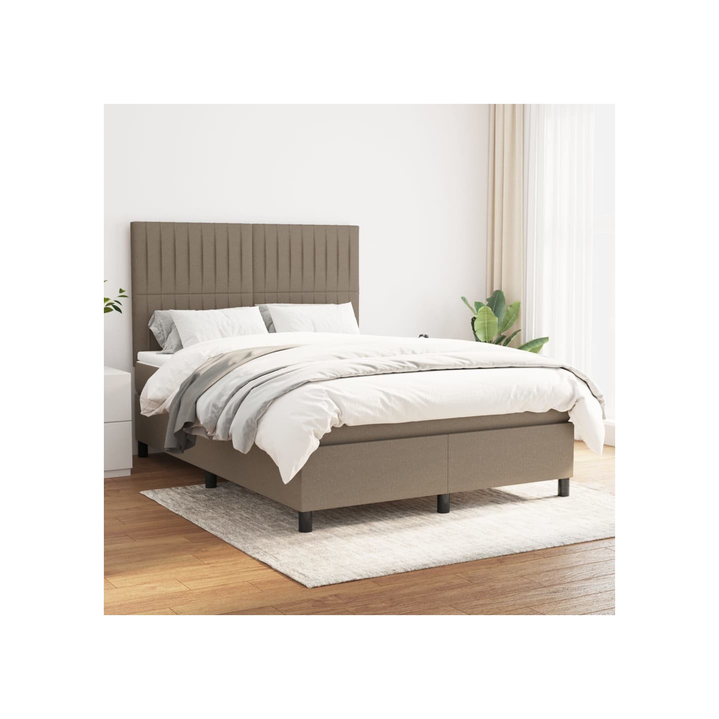 Sommier à lattes de lit avec matelas Taupe 140x190 cm Tissu