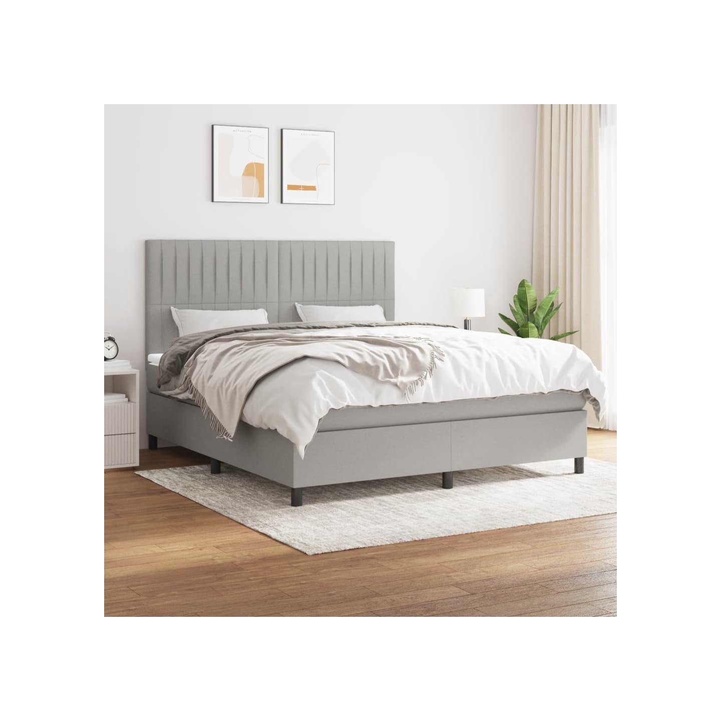 Sommier à lattes de lit avec matelas Gris clair 180x200cm Tissu