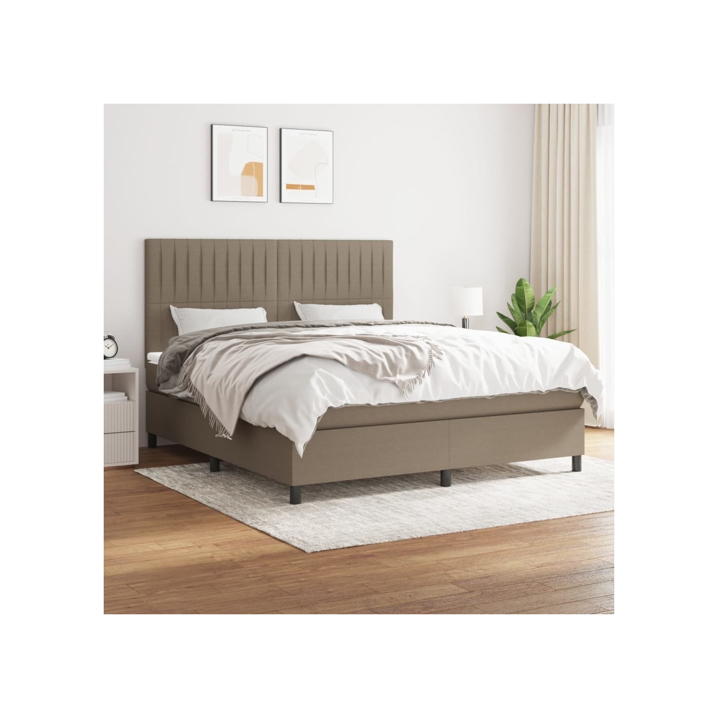 Sommier à lattes de lit avec matelas Taupe 180x200 cm Tissu