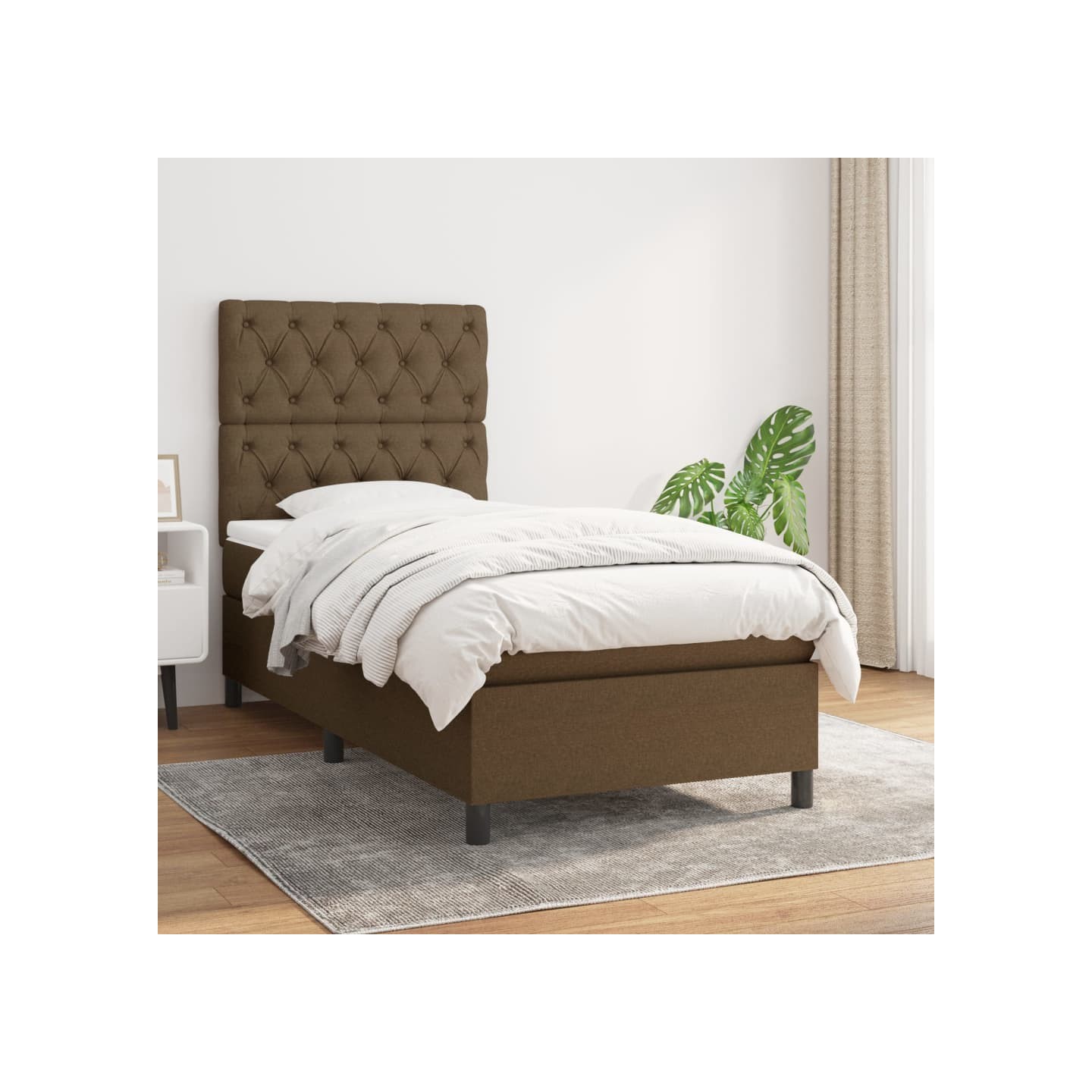 Sommier à lattes de lit avec matelas Marron foncé 80x200 cm