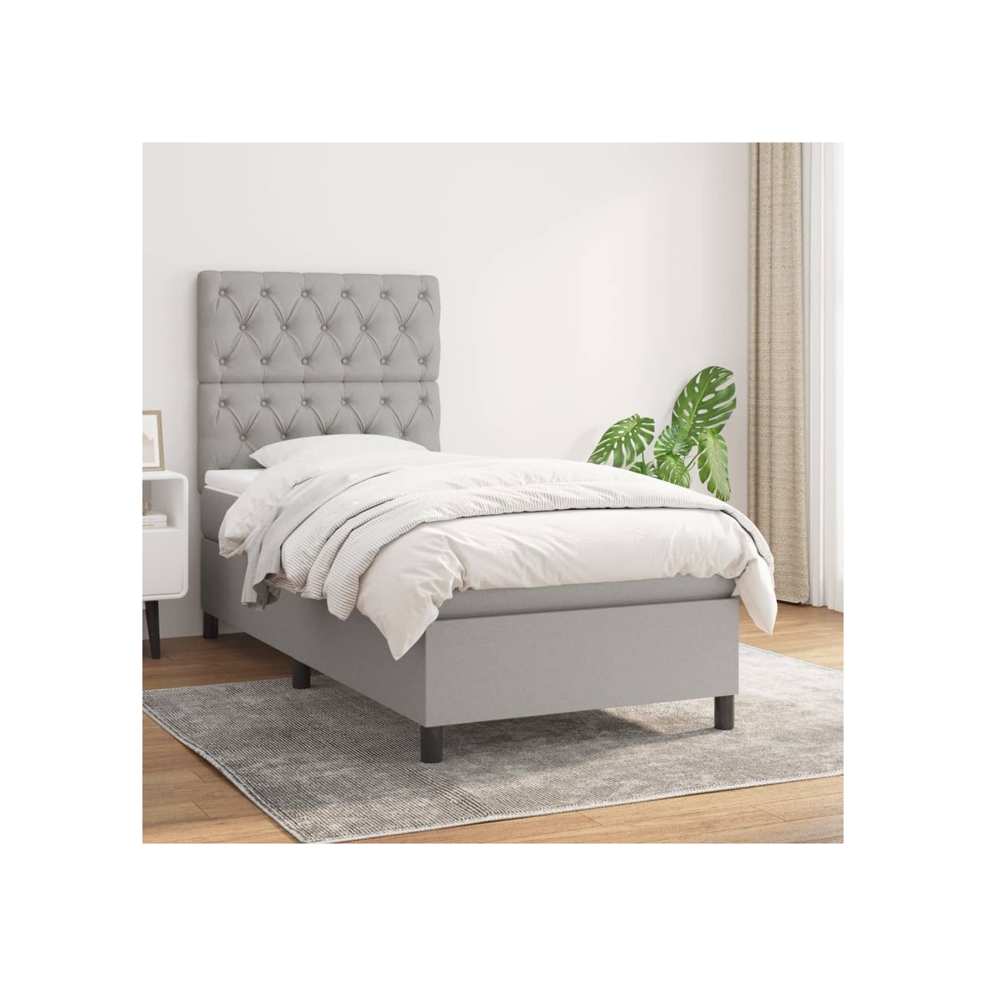 Sommier à lattes de lit avec matelas Gris clair 80x200 cm Tissu