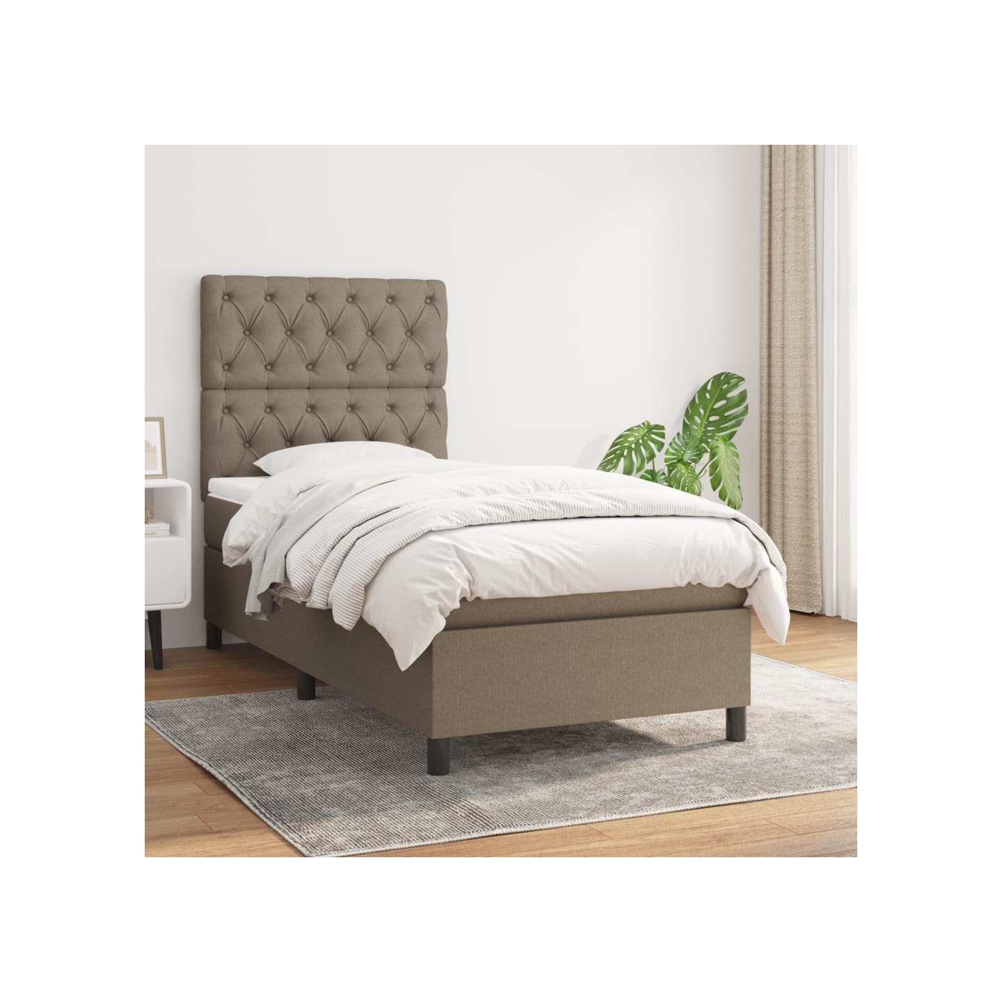 Sommier à lattes de lit avec matelas Taupe 80x200 cm Tissu