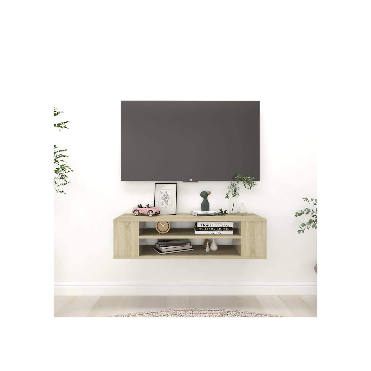 Meuble TV suspendu Chêne sonoma 100x30x26,5 cm Bois ingénierie