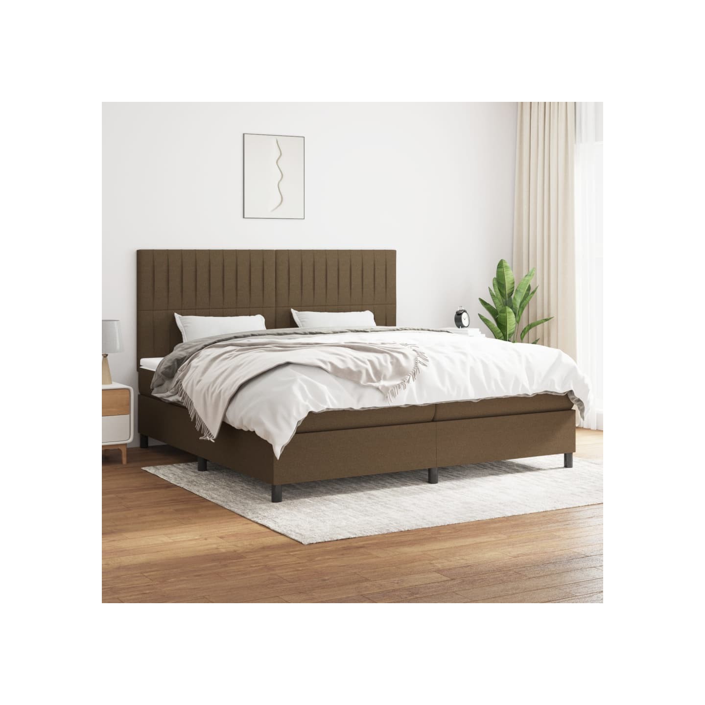 Sommier à lattes de lit avec matelas Marron foncé 200x200 cm