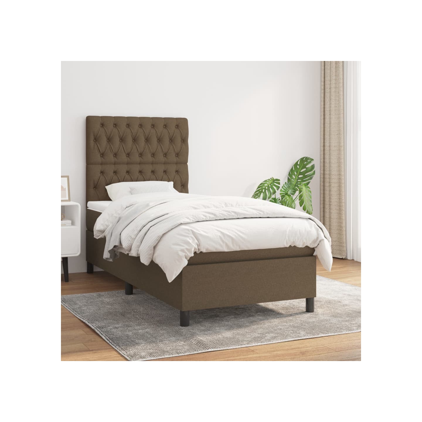 Sommier à lattes de lit avec matelas Marron foncé 90x200 cm