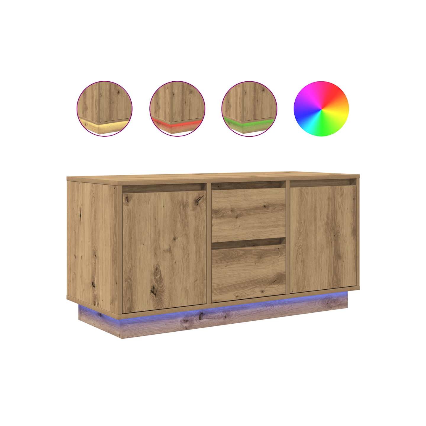 Meuble TV avec éclairages LED chêne artisanal 100x41x50 cm