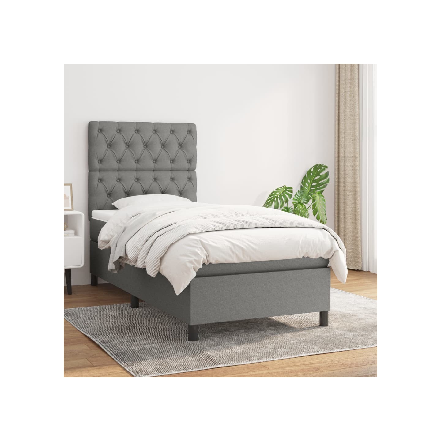 Sommier à lattes de lit avec matelas Gris foncé 80x200 cm Tissu