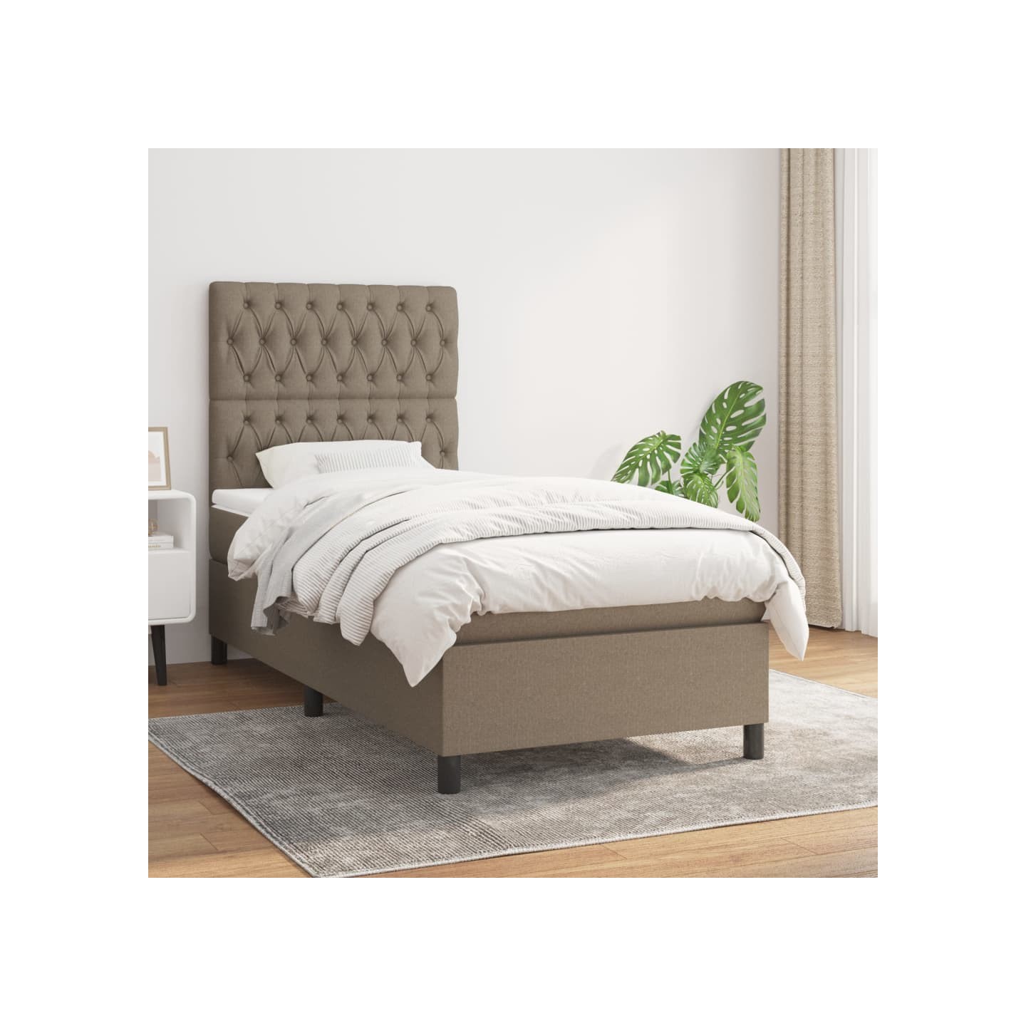 Sommier à lattes de lit avec matelas Taupe 90x200 cm Tissu