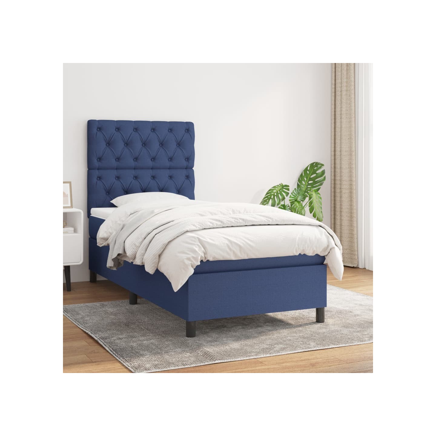 Sommier à lattes de lit avec matelas Bleu 80x200 cm Tissu