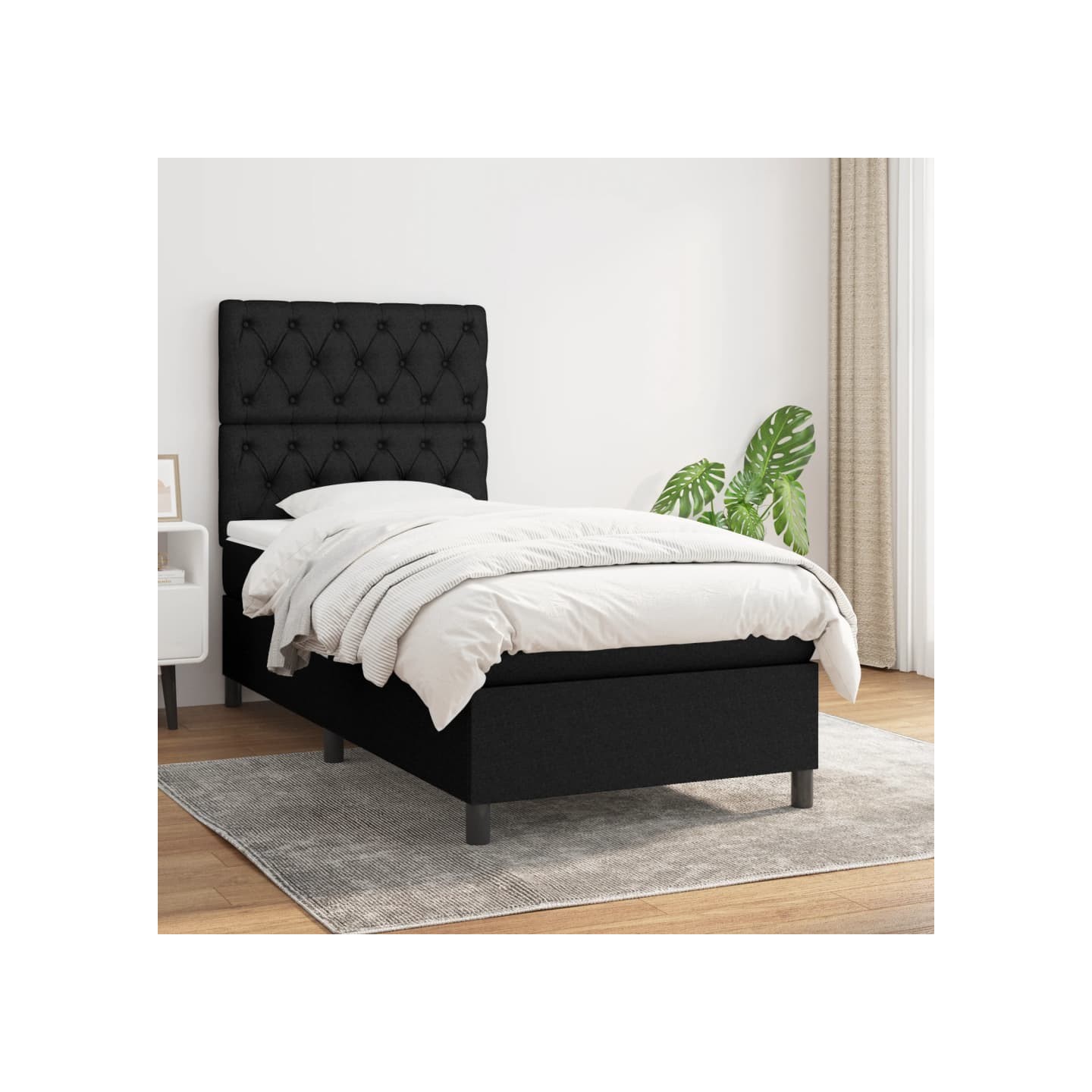 Sommier à lattes de lit et matelas Noir 80x200 cm Tissu