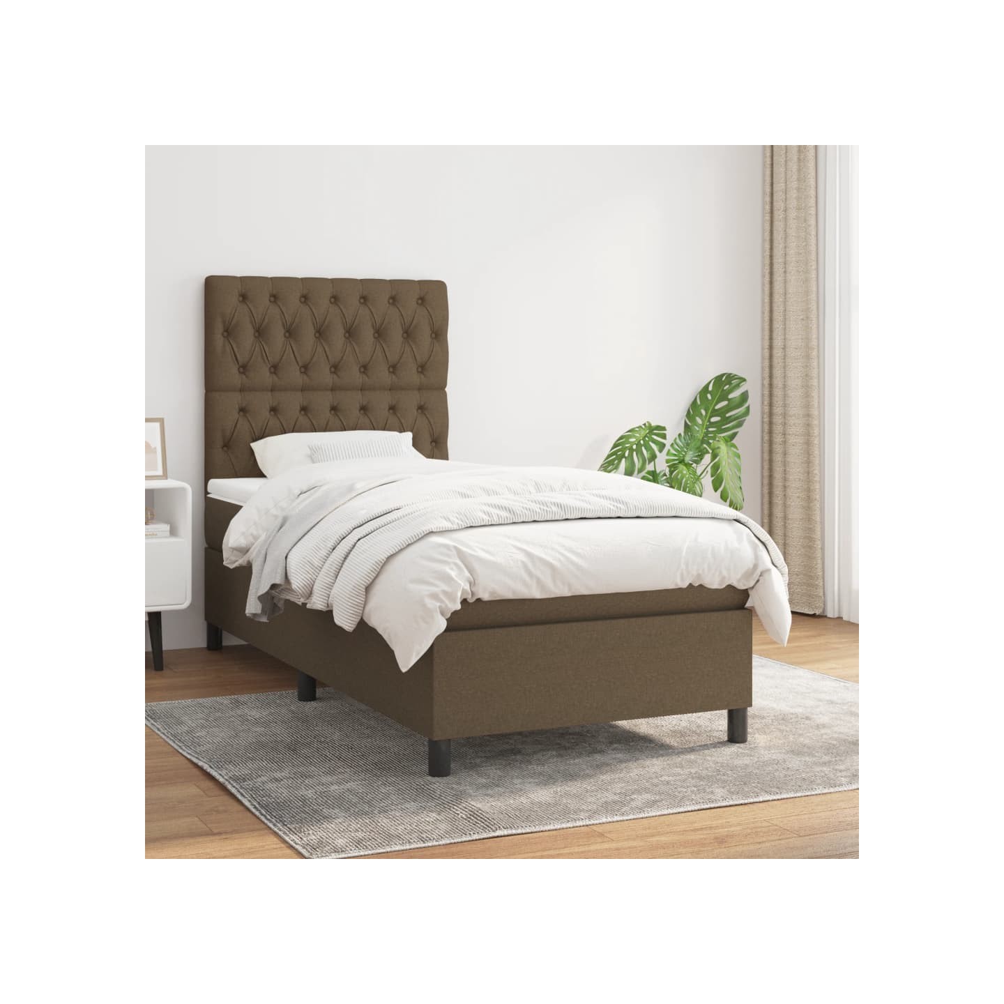 Sommier à lattes de lit avec matelas Marron foncé 100x200 cm