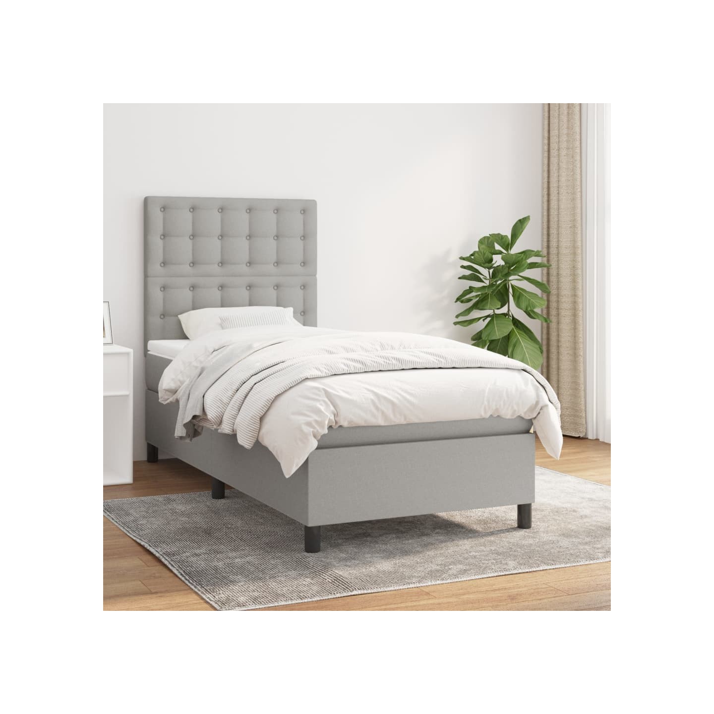 Sommier à lattes de lit et matelas Gris clair 90x190 cm Tissu