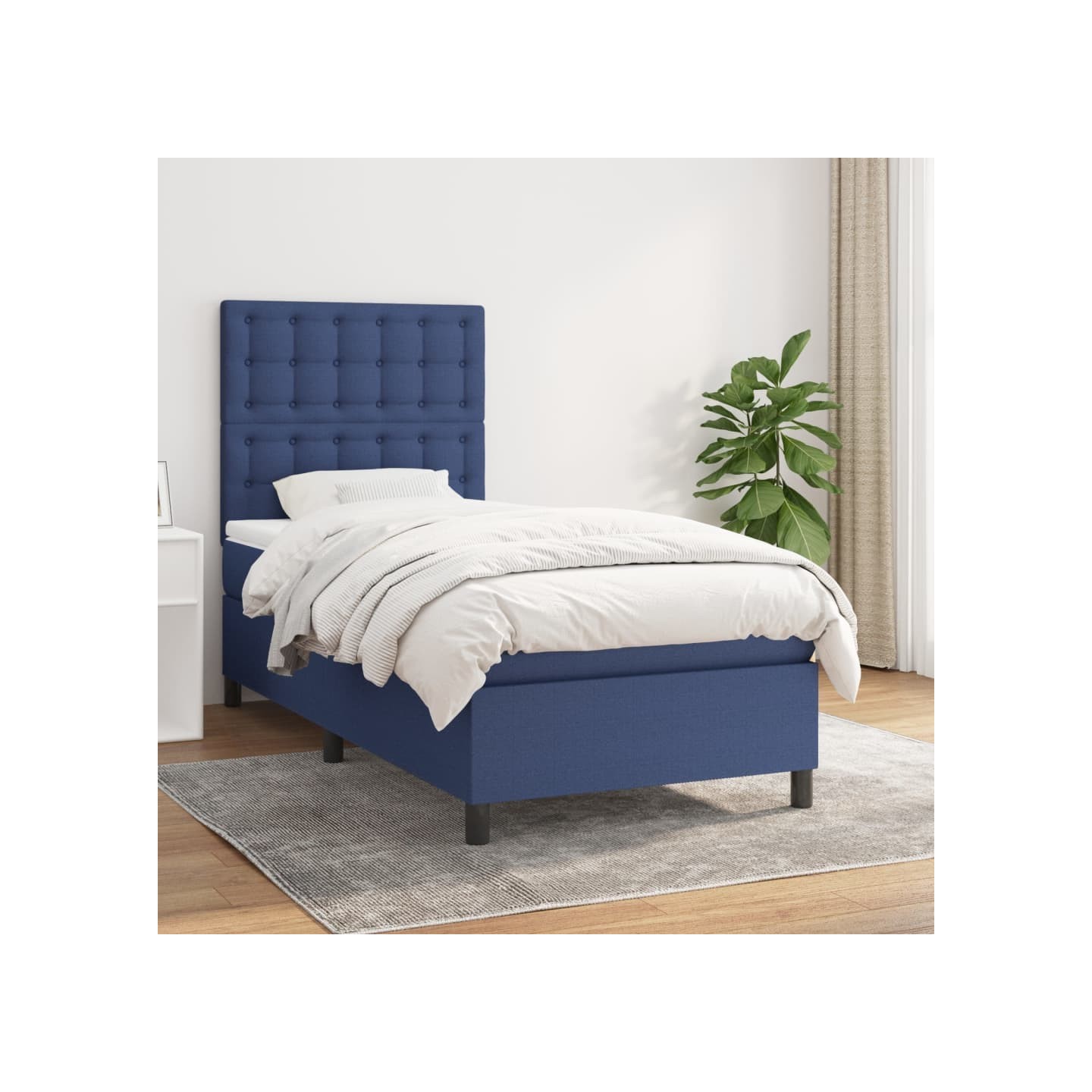 Sommier à lattes de lit avec matelas Bleu 90x190 cm Tissu