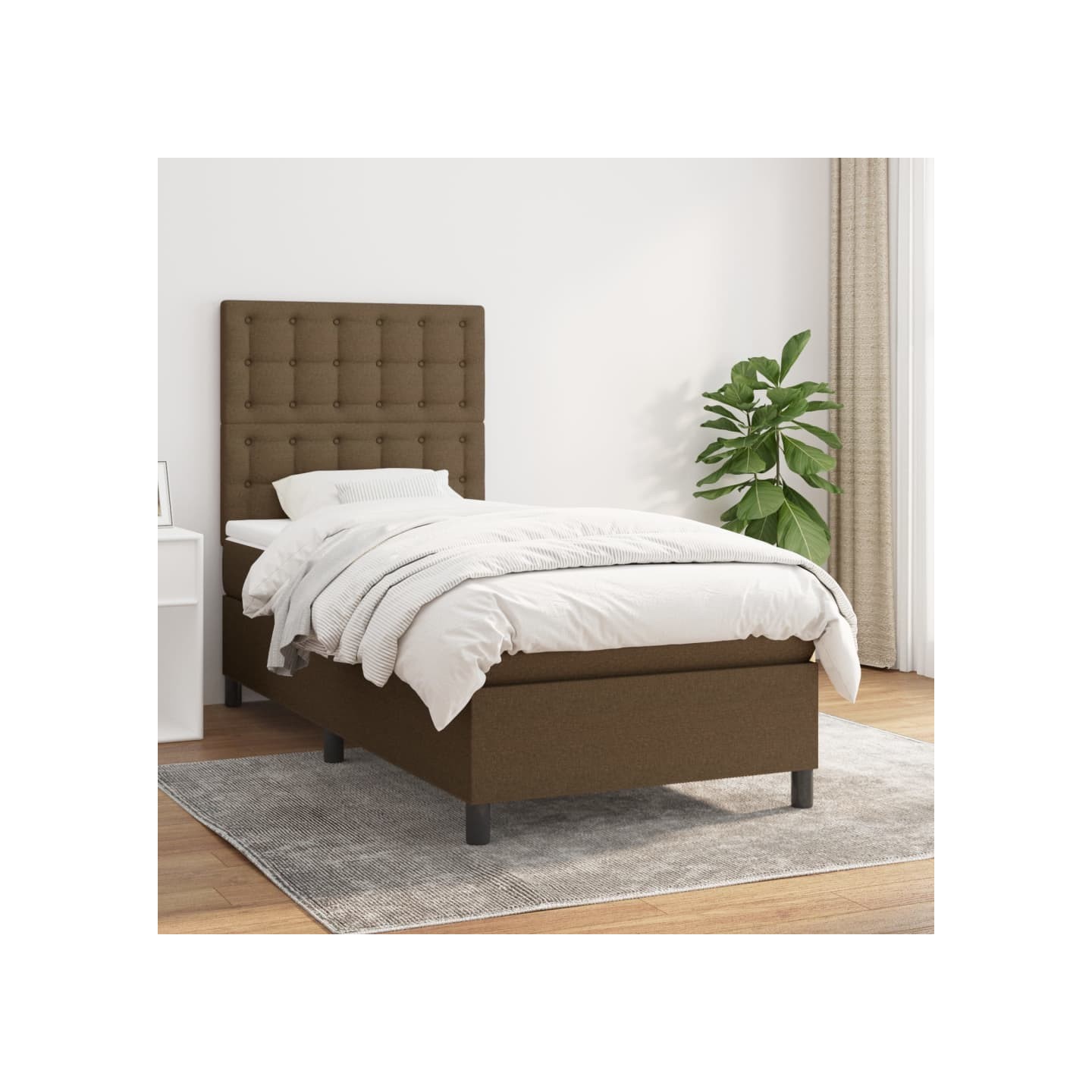 Sommier à lattes de lit avec matelas Marron foncé 100x200 cm