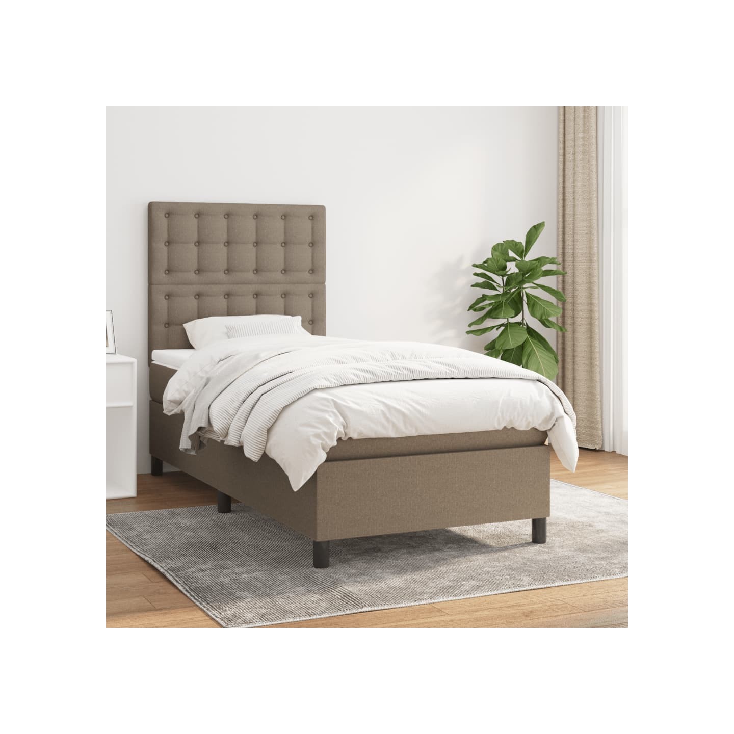 Sommier à lattes de lit avec matelas Taupe 90x190 cm Tissu