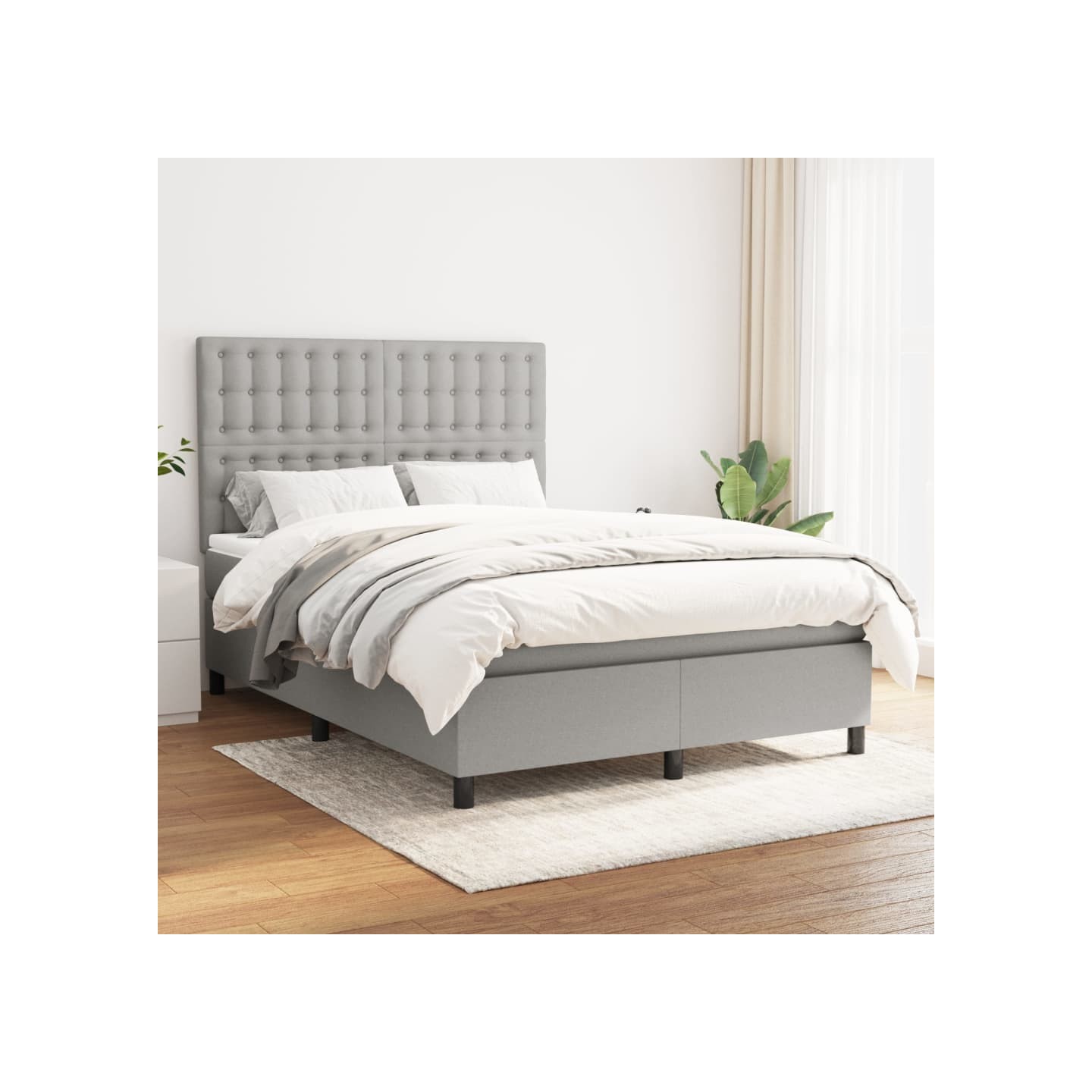 Sommier à lattes de lit avec matelas Gris clair 140x200cm Tissu