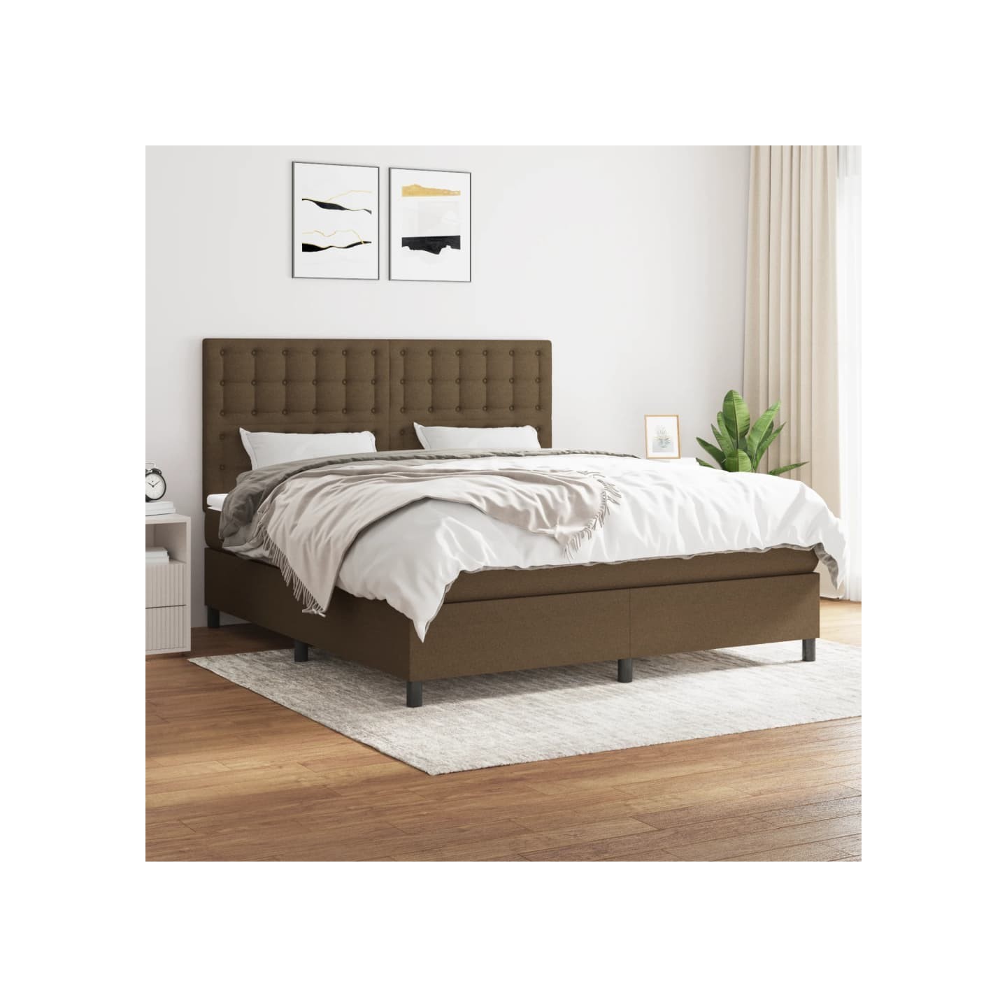 Sommier à lattes de lit avec matelas Marron foncé 160x200 cm