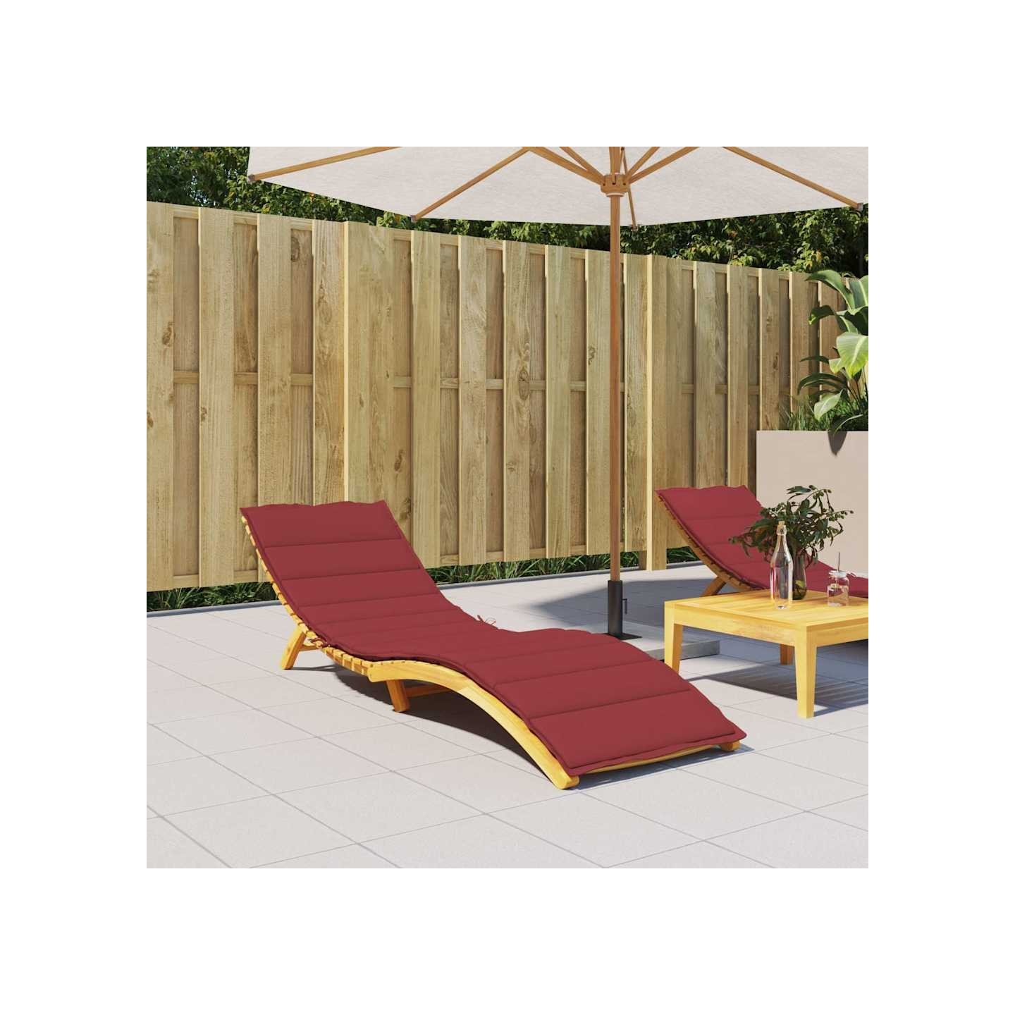 Coussin de chaise longue rouge bordeaux 200x60x3cm tissu oxford