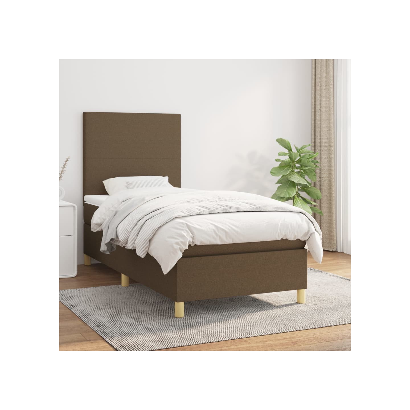 Sommier à lattes de lit avec matelas Marron foncé 80x200 cm