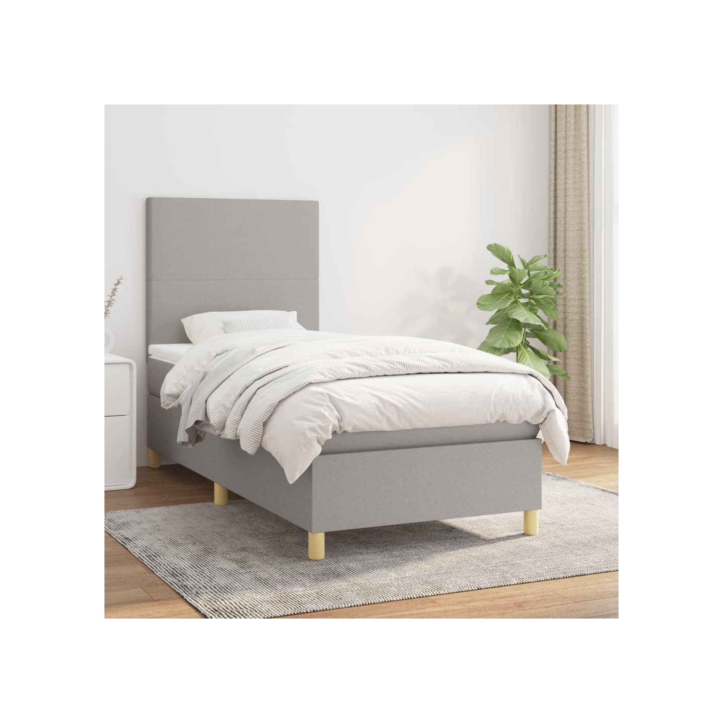 Sommier à lattes de lit avec matelas Gris clair 90x200 cm Tissu