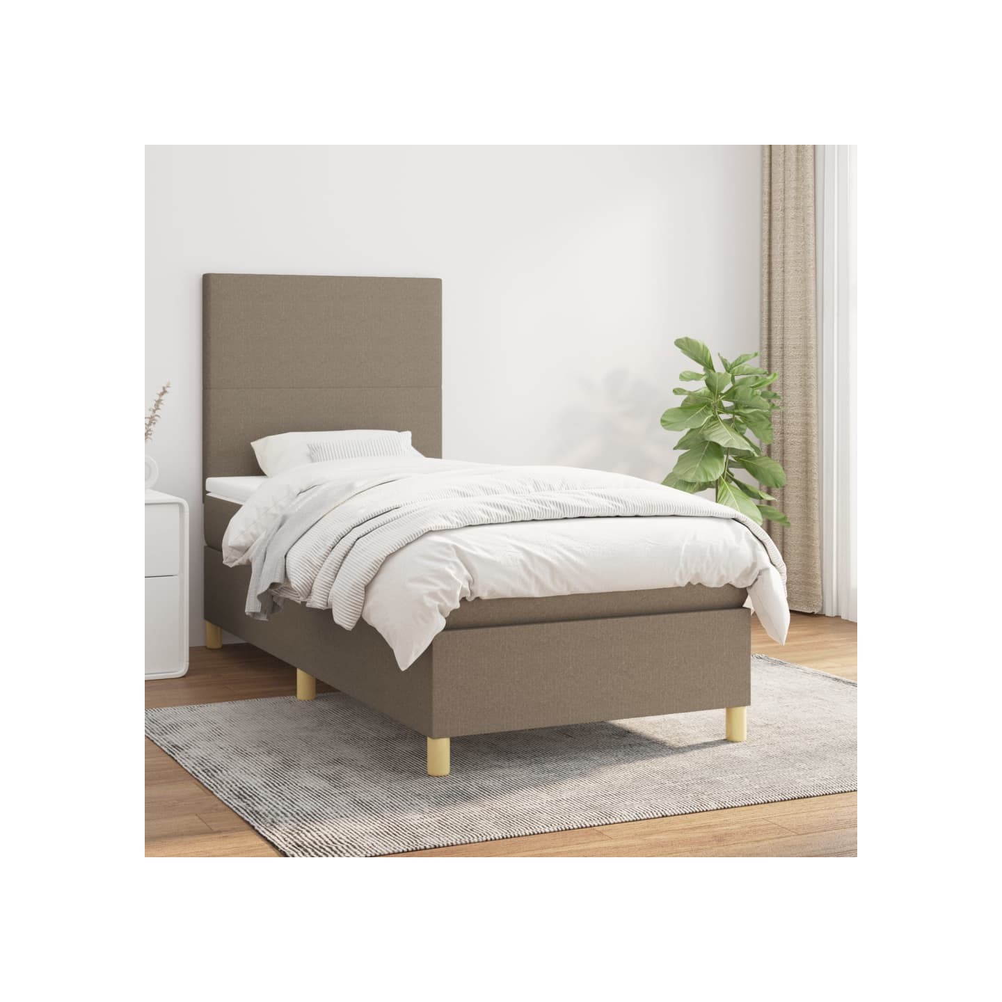 Sommier à lattes de lit avec matelas Taupe 80x200 cm Tissu
