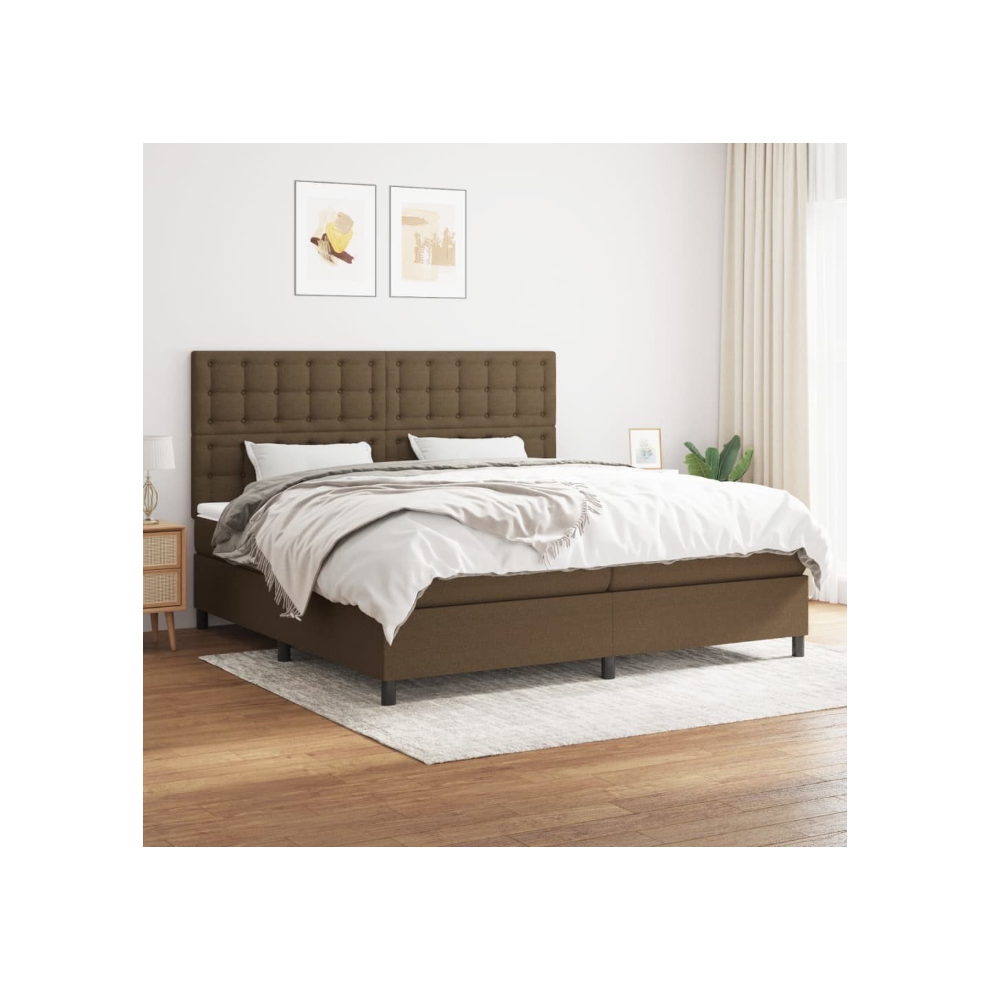 Sommier à lattes de lit avec matelas Marron foncé 200x200 cm