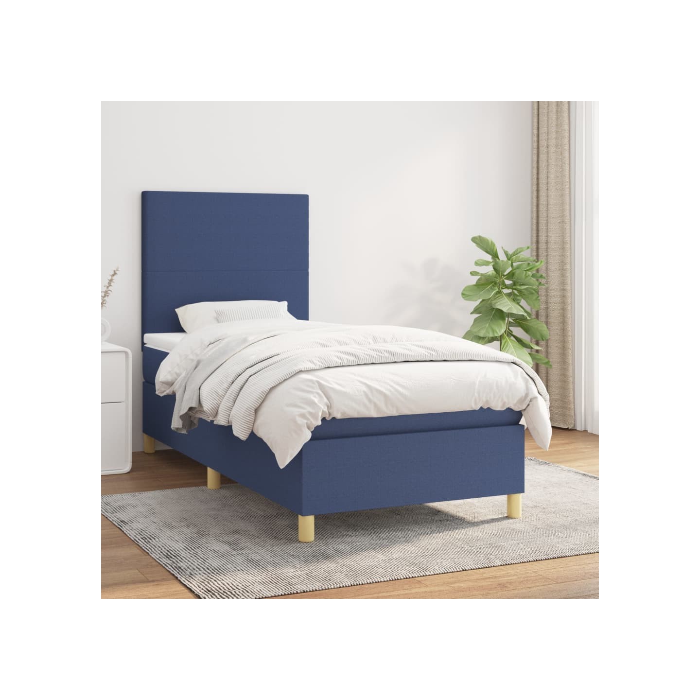 Sommier à lattes de lit avec matelas Bleu 80x200 cm Tissu