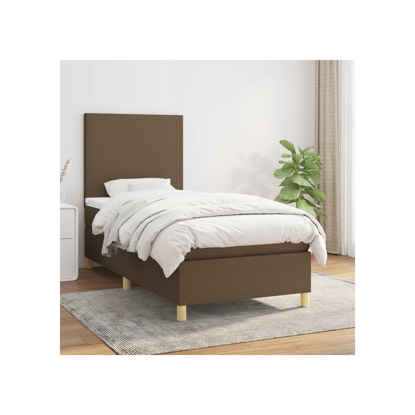 Sommier à lattes de lit avec matelas Marron foncé 100x200 cm