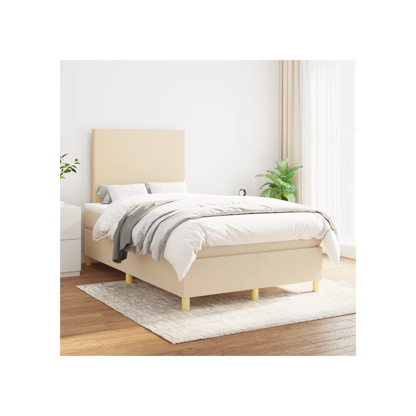 Sommier à lattes de lit avec matelas Crème 120x200 cm Tissu