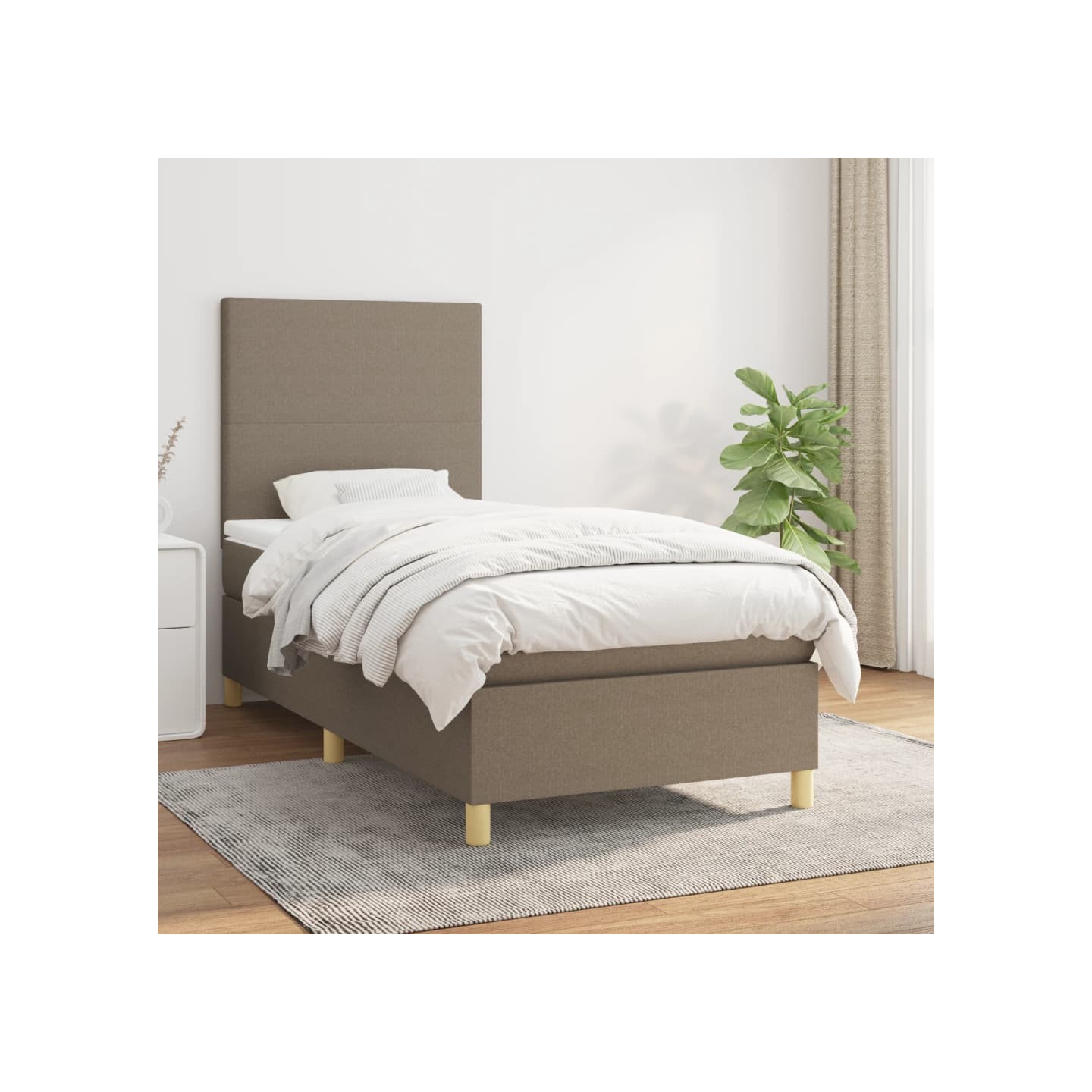 Sommier à lattes de lit avec matelas Taupe 100x200 cm Tissu