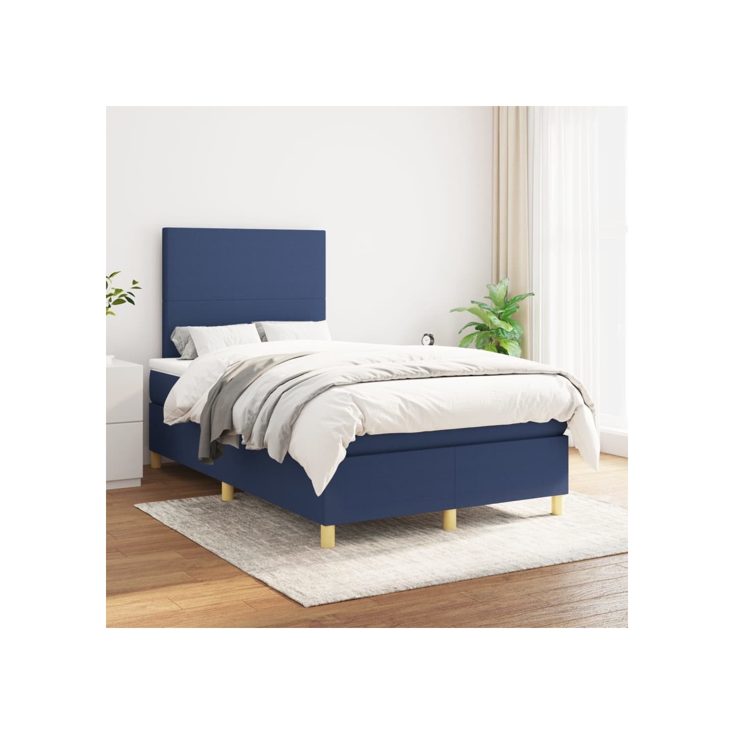 Sommier à lattes de lit avec matelas Bleu 120x200 cm Tissu