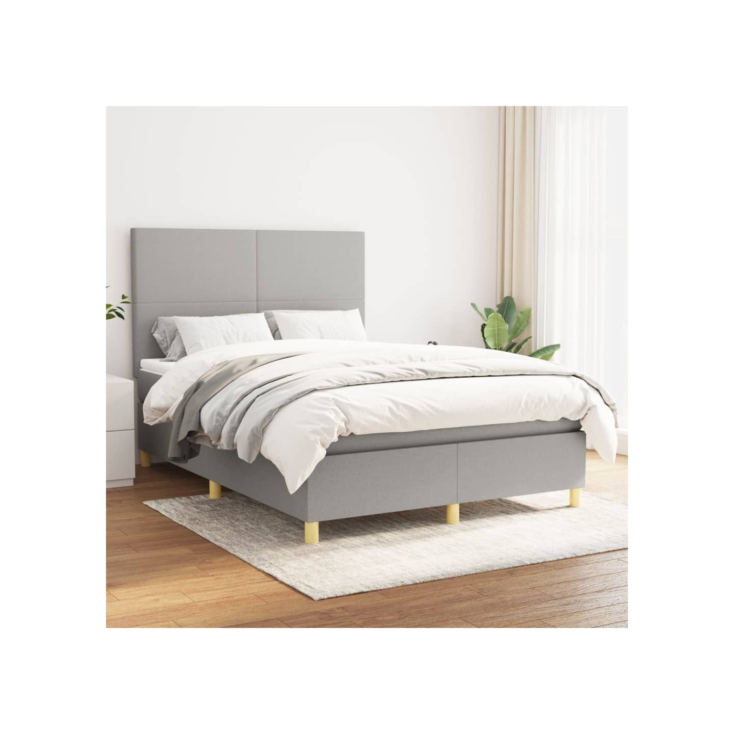 Sommier à lattes de lit avec matelas Gris clair 140x190cm Tissu