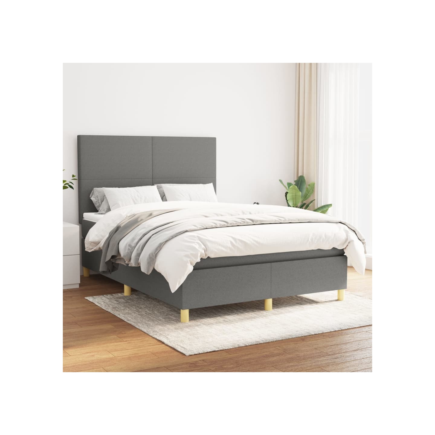 Sommier à lattes de lit avec matelas Gris foncé 140x190cm Tissu