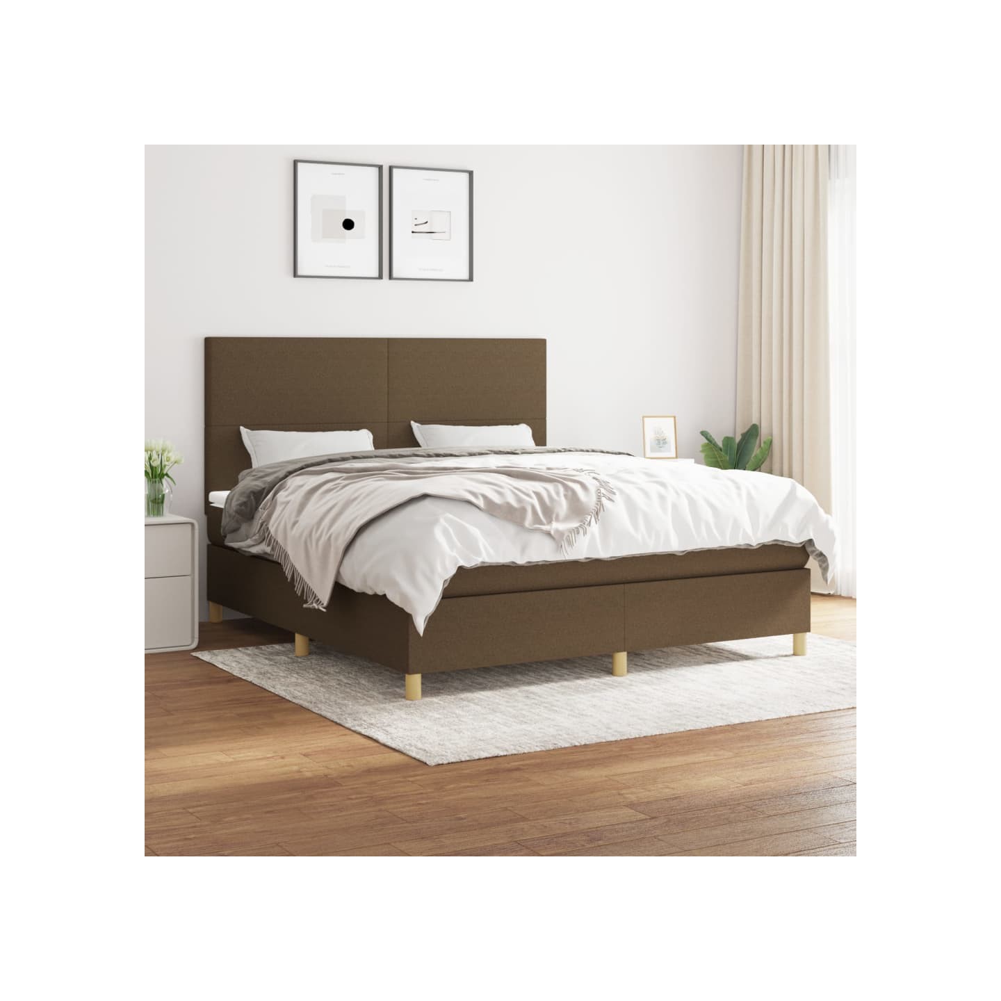 Sommier à lattes de lit avec matelas Marron foncé 160x200 cm