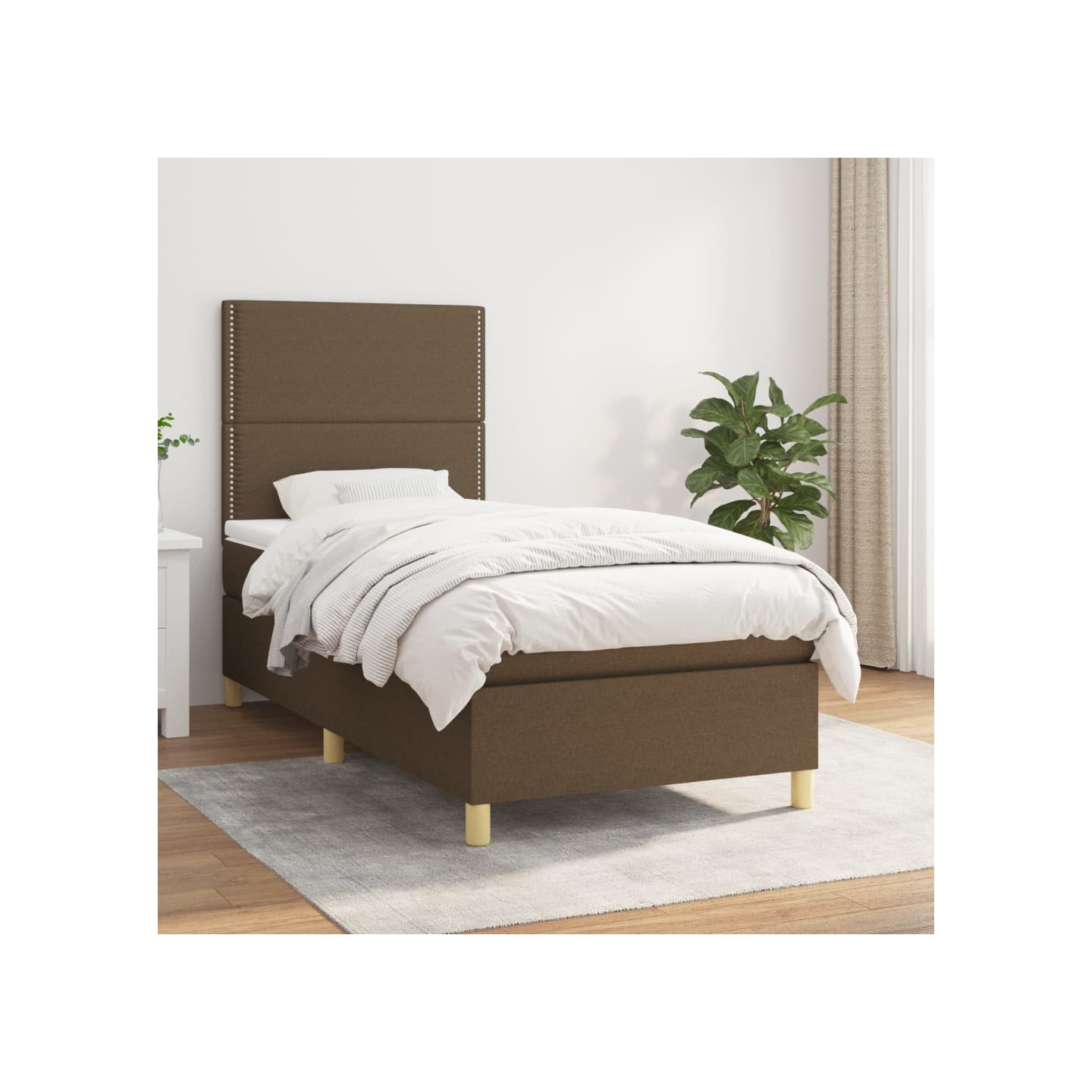 Sommier à lattes de lit avec matelas Marron foncé 90x190 cm