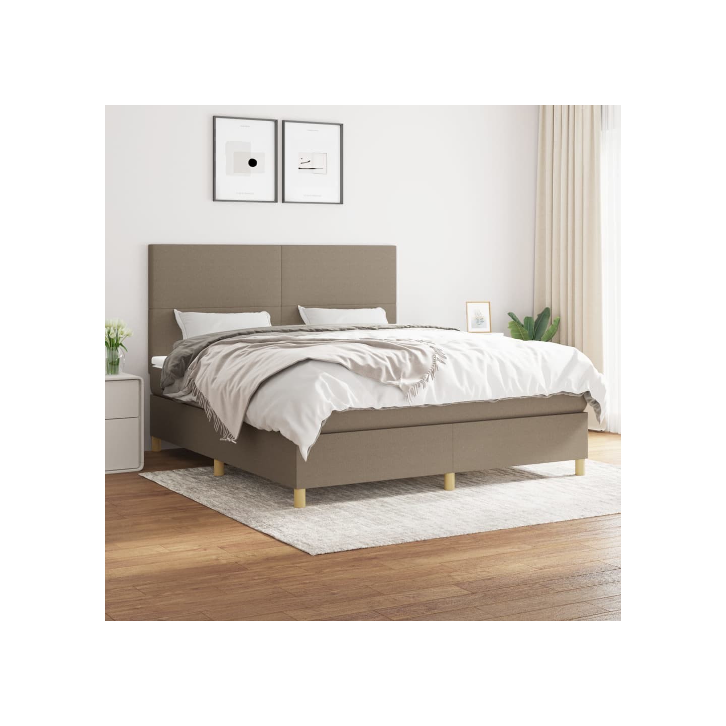 Sommier à lattes de lit avec matelas Taupe 160x200 cm Tissu