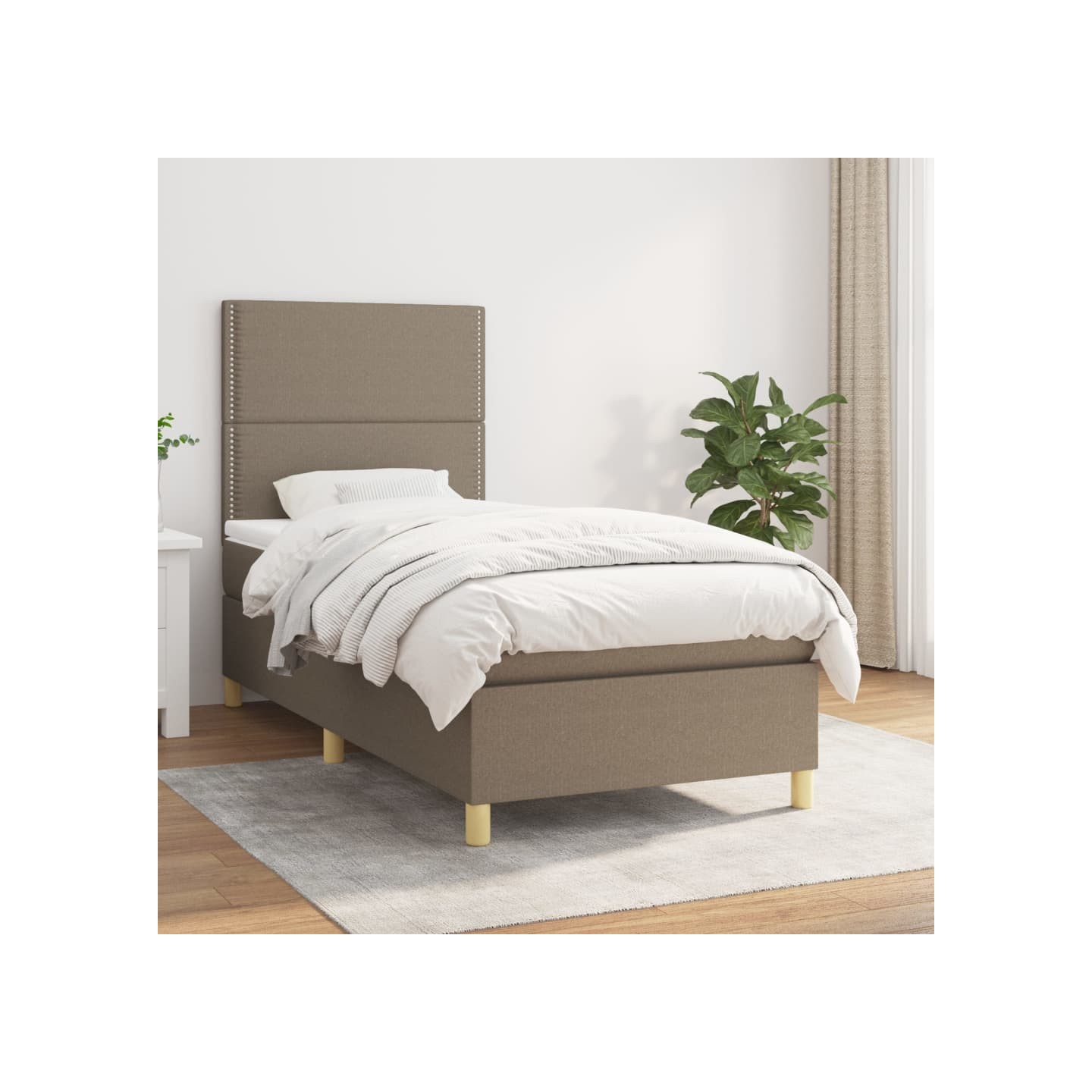 Sommier à lattes de lit avec matelas Taupe 90x190 cm Tissu