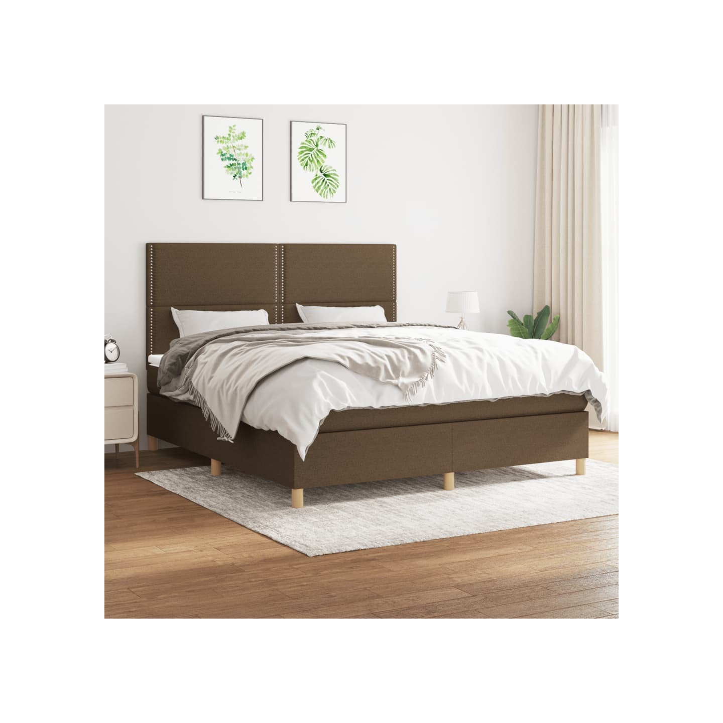 Sommier à lattes de lit avec matelas Marron foncé 180x200 cm