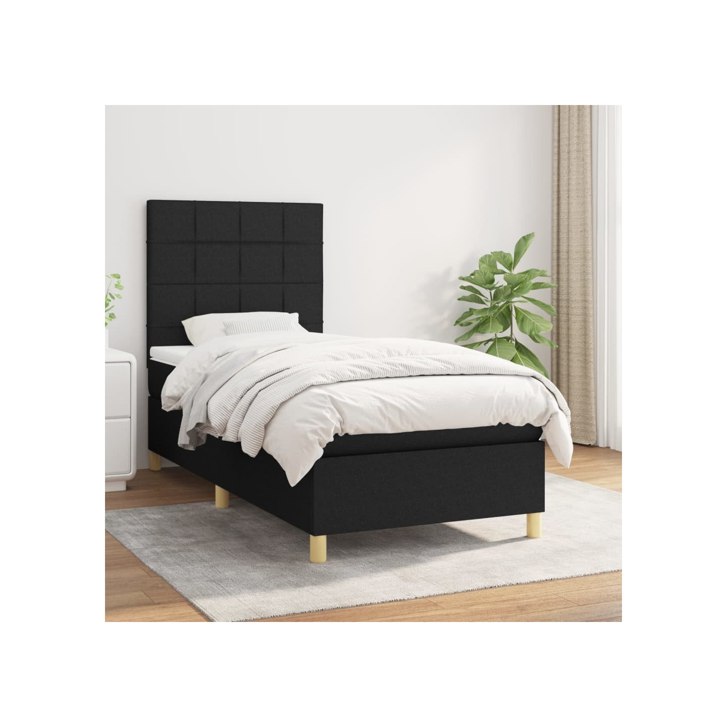 Sommier à lattes de lit et matelas Noir 80x200 cm Tissu